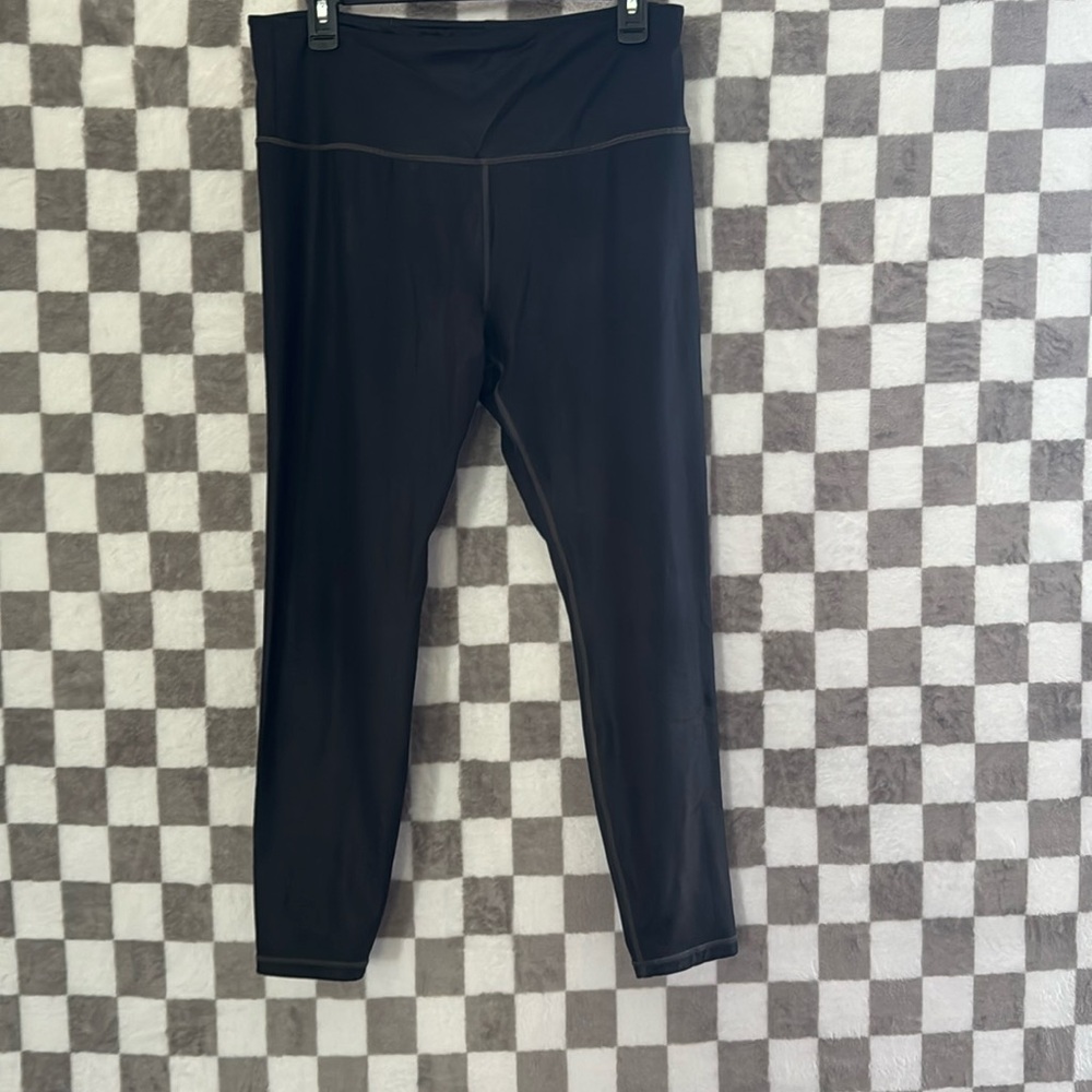 Athleta large black leggings with light pink stiching